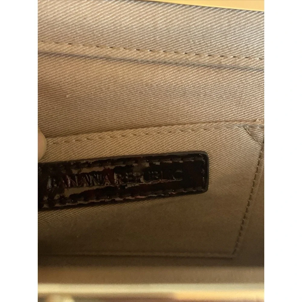 Banana Republic Tortoiseshell Patent Clutch Evening‎ Bag Gold Chain Strap